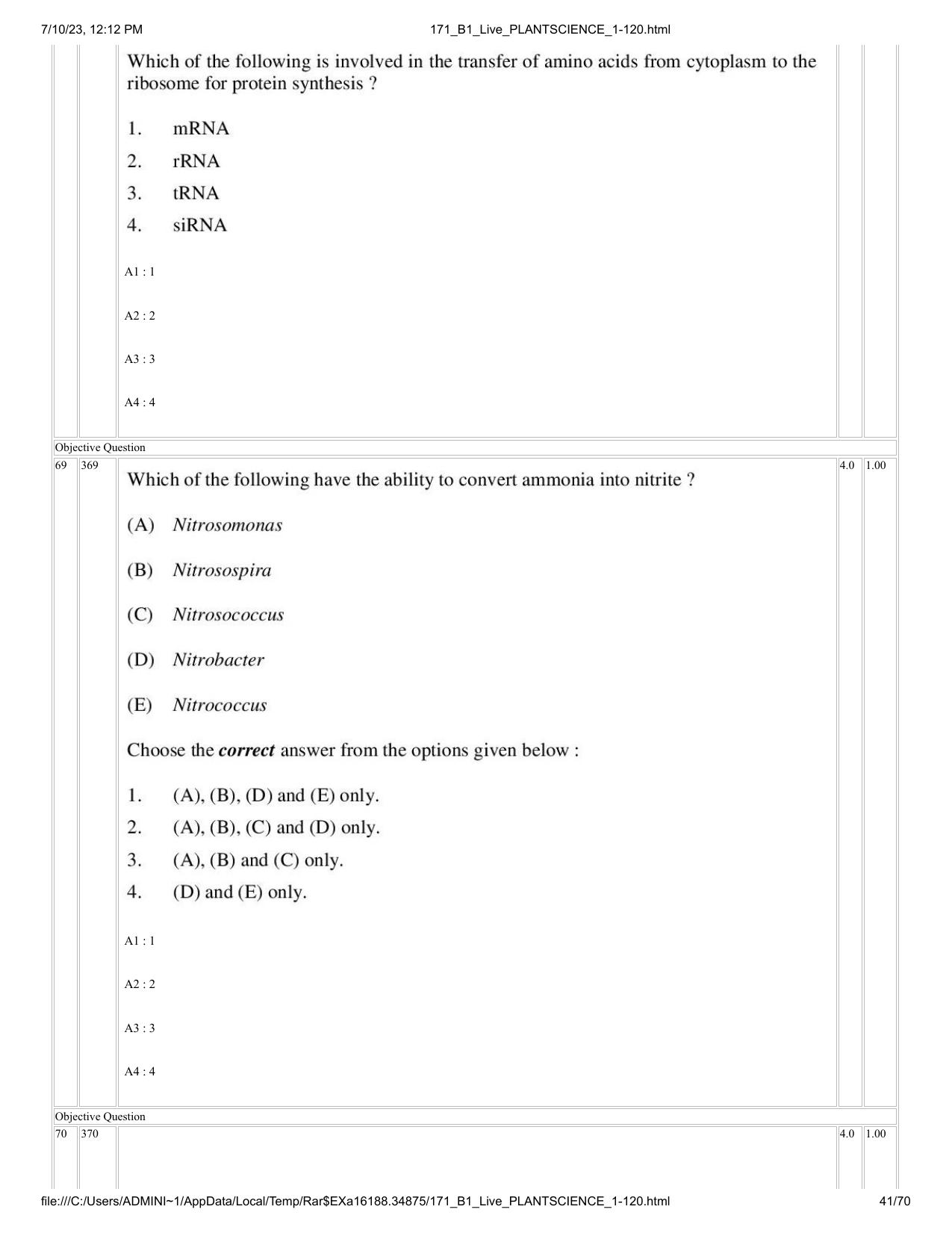 ICAR AIEEA PG 2023 PLANT SCIENCES Question Paper - Page 41