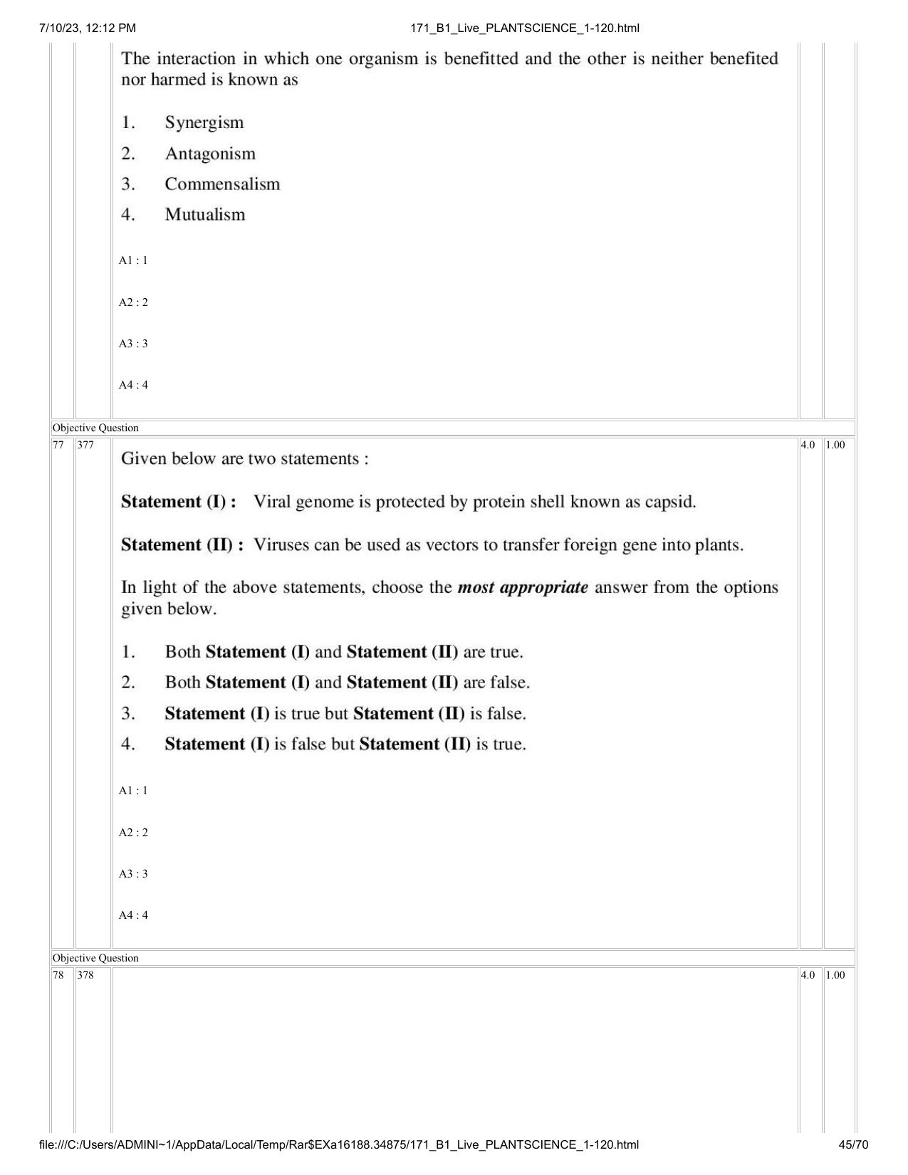 ICAR AIEEA PG 2023 PLANT SCIENCES Question Paper - Page 45