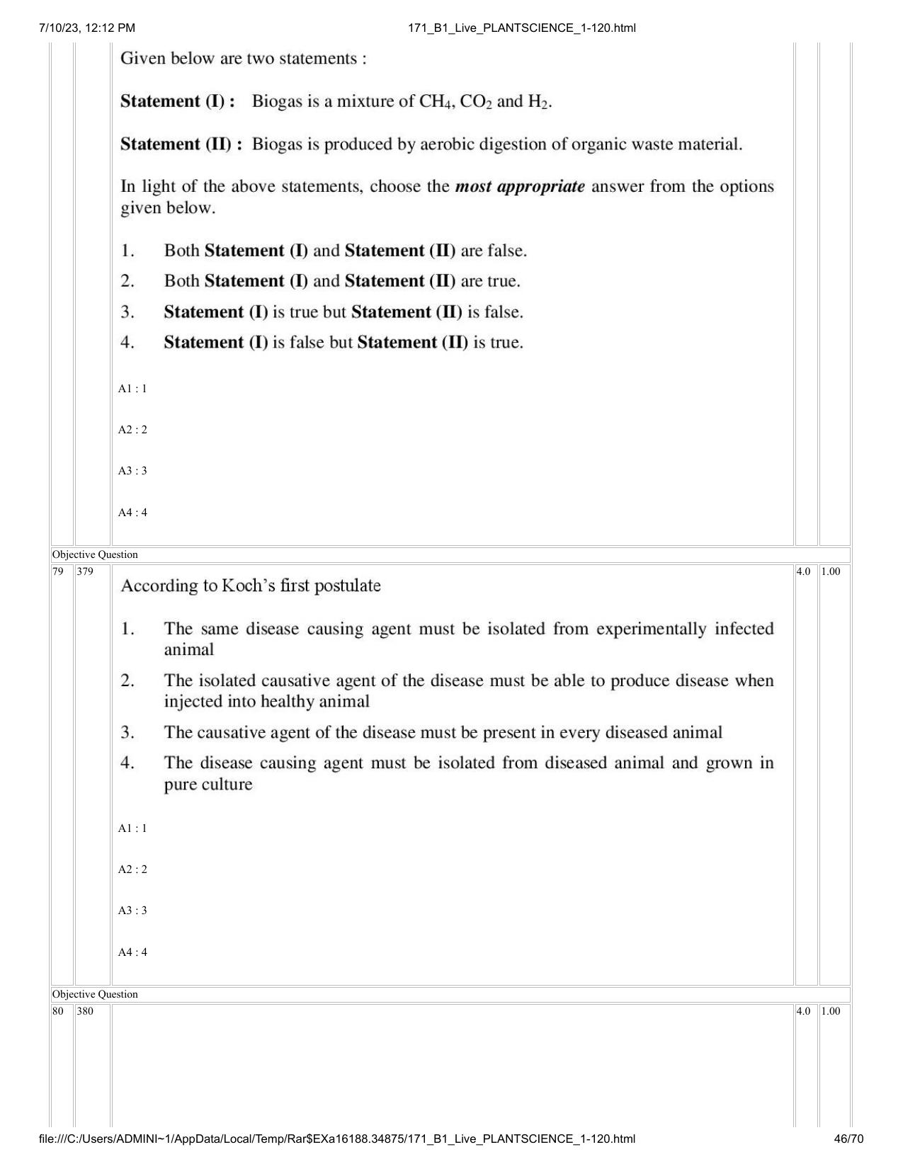 ICAR AIEEA PG 2023 PLANT SCIENCES Question Paper - Page 46