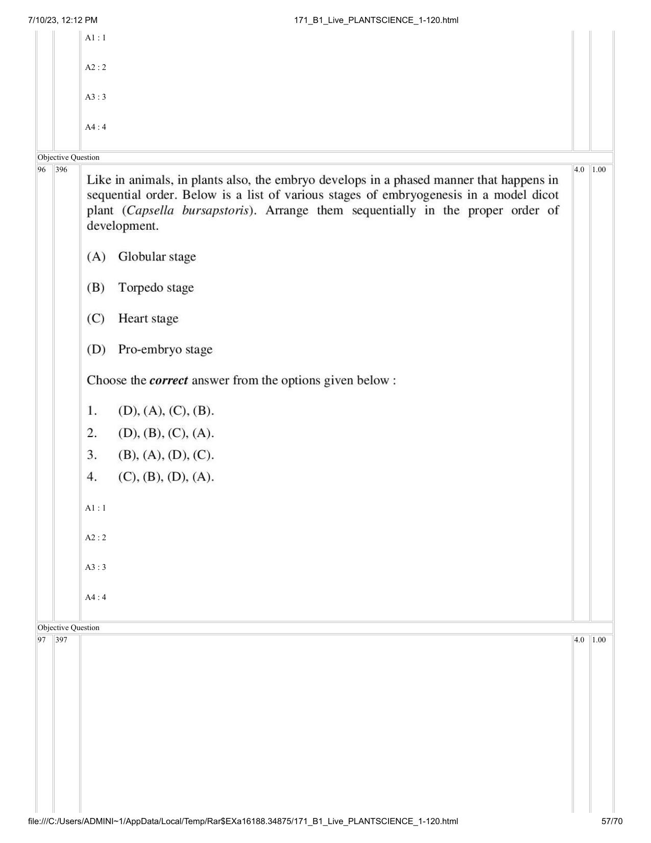 ICAR AIEEA PG 2023 PLANT SCIENCES Question Paper - Page 57