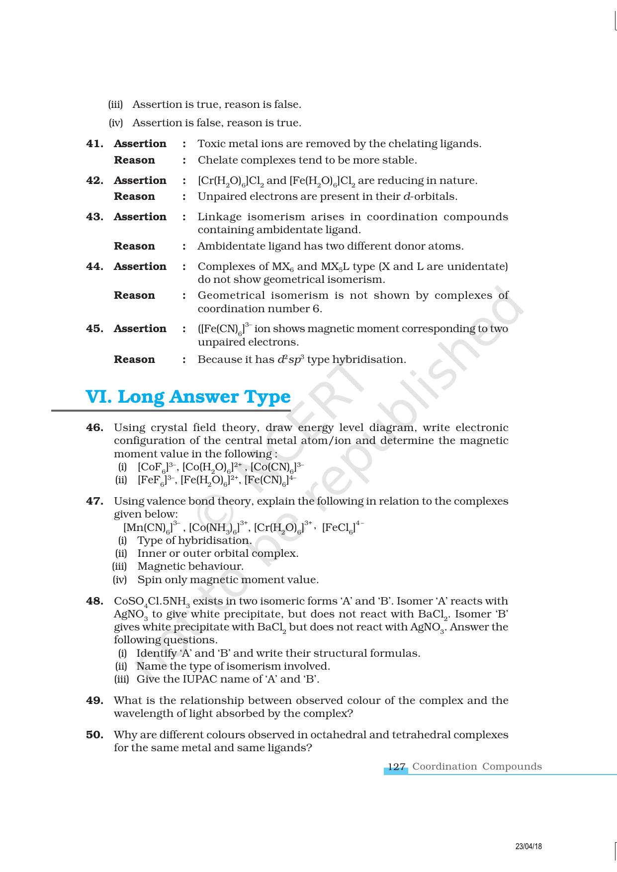 NCERT Exemplar Class 12: Chemistry - Coordination Compounds - Page 8