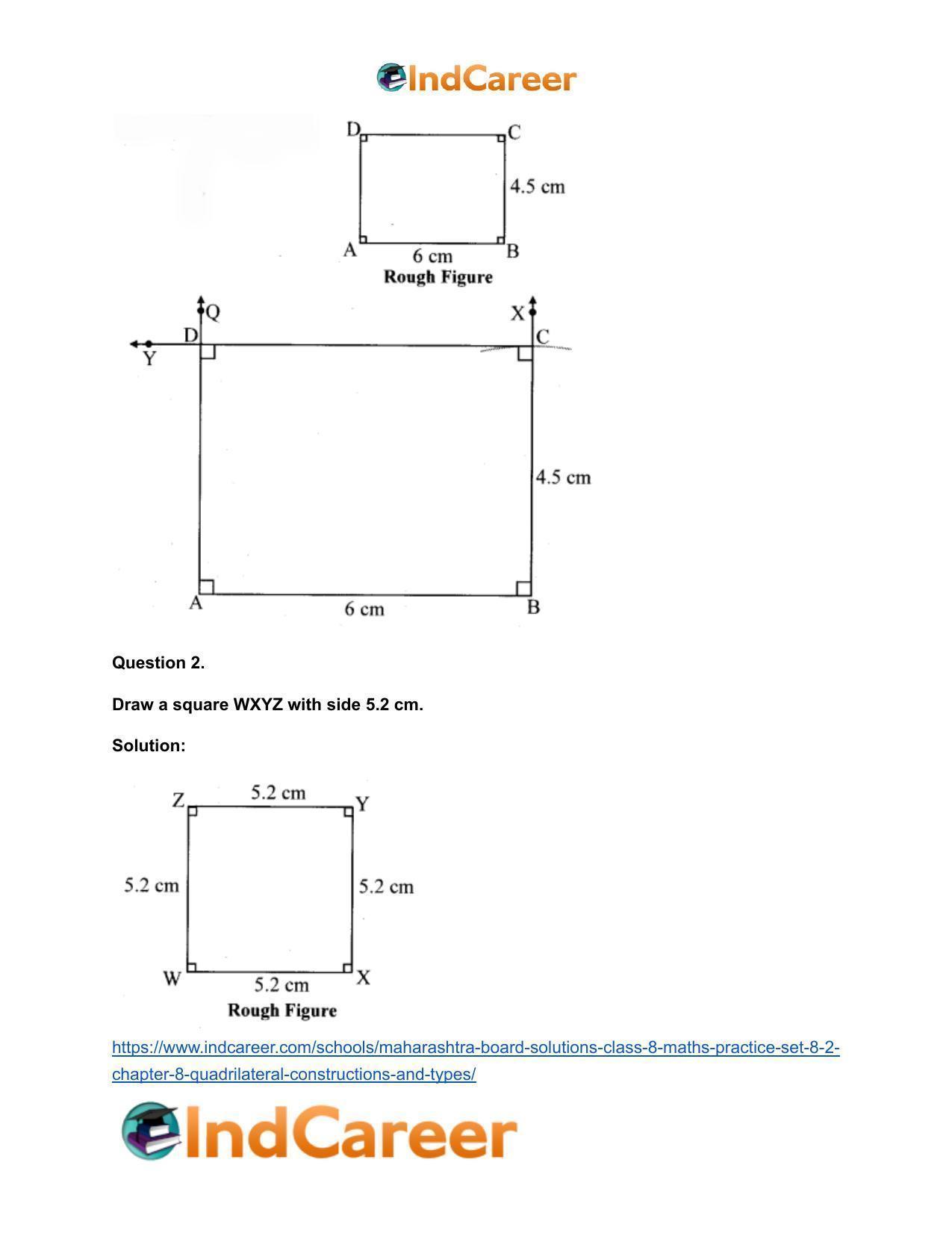 Maharashtra Board Solutions Class 8-Maths (Practice Set 8.2): Chapter 8- Quadrilateral: Constructions and Types - Page 3