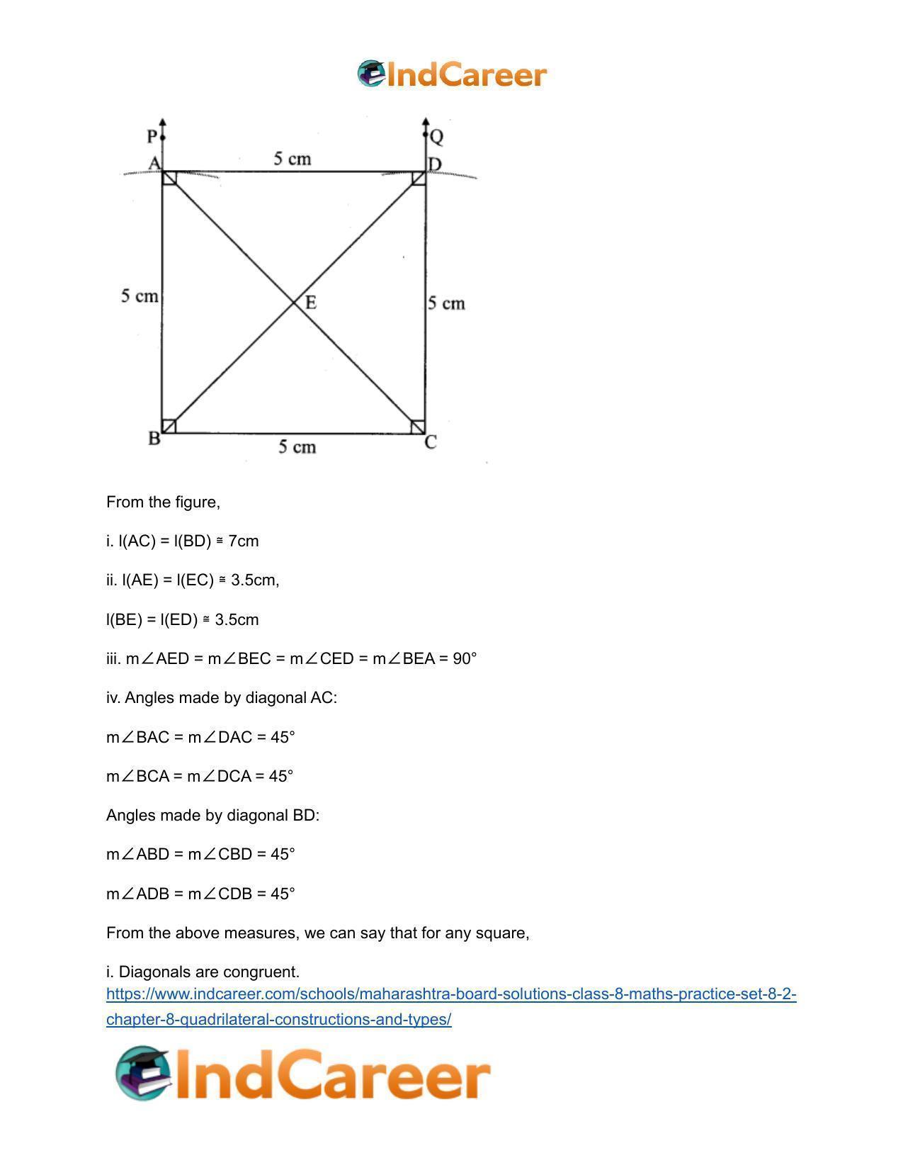 Maharashtra Board Solutions Class 8-Maths (Practice Set 8.2): Chapter 8- Quadrilateral: Constructions and Types - Page 14