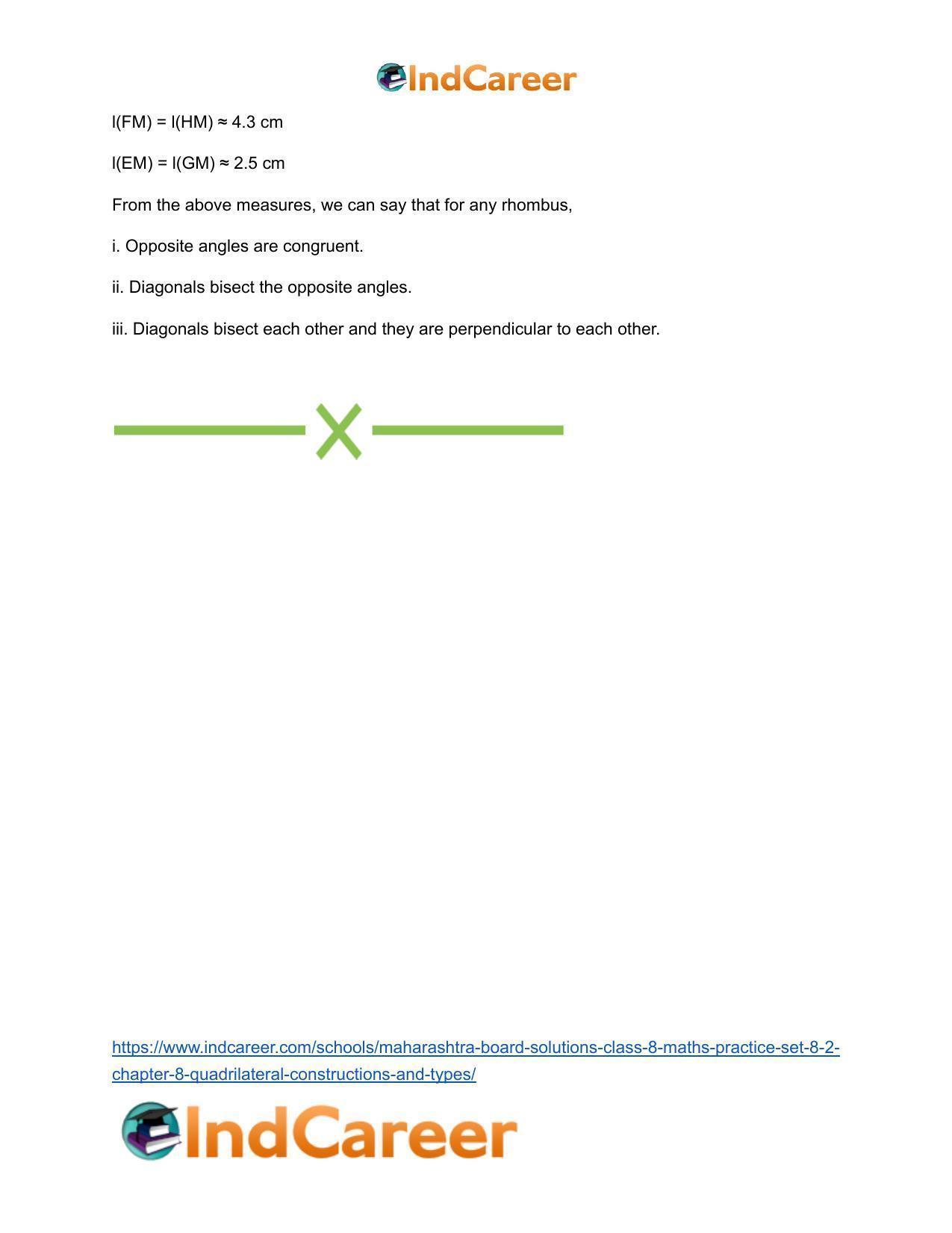 Maharashtra Board Solutions Class 8-Maths (Practice Set 8.2): Chapter 8- Quadrilateral: Constructions and Types - Page 17