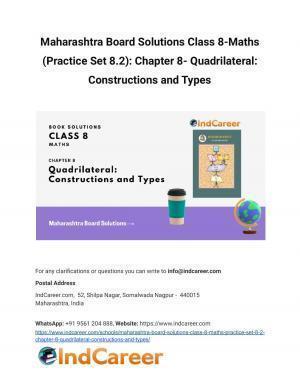 Maharashtra Board Solutions Class 8-Maths (Practice Set 8.2): Chapter 8- Quadrilateral: Constructions and Types