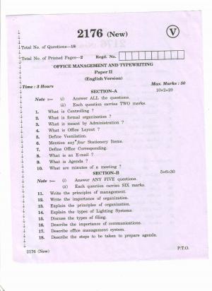  AP Inter 2nd Year Vocational Question Paper March - 2020 - Office Management Typewriting - II (new)