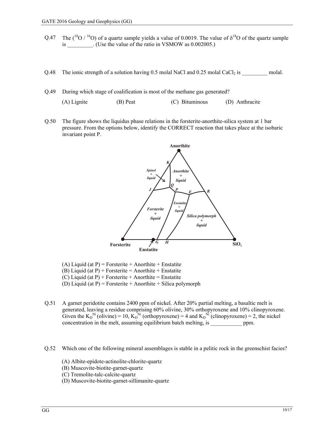 GATE 2016 Geology and Geophysics (GG) Question Paper with Answer Key - Page 13