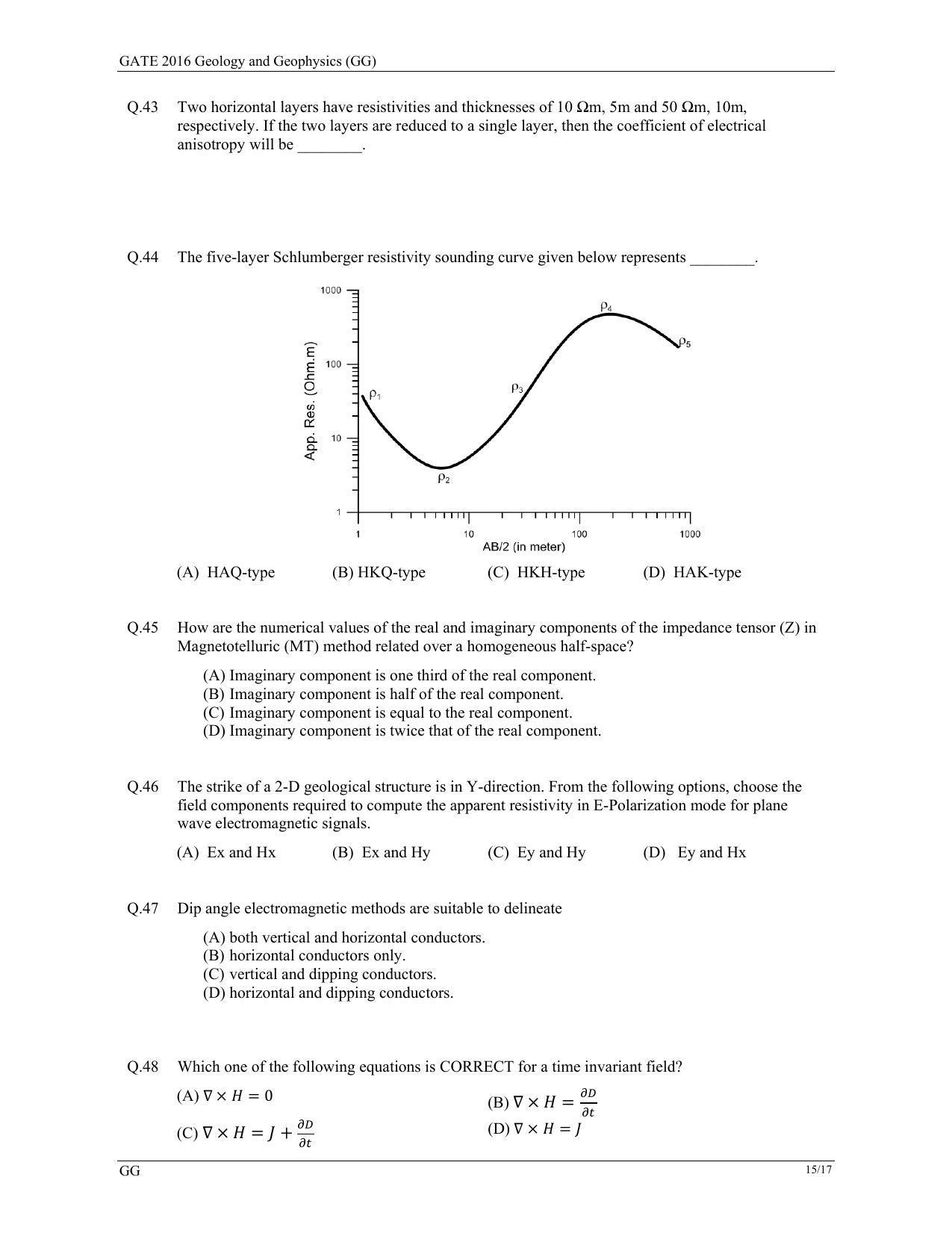 GATE 2016 Geology and Geophysics (GG) Question Paper with Answer Key - Page 18