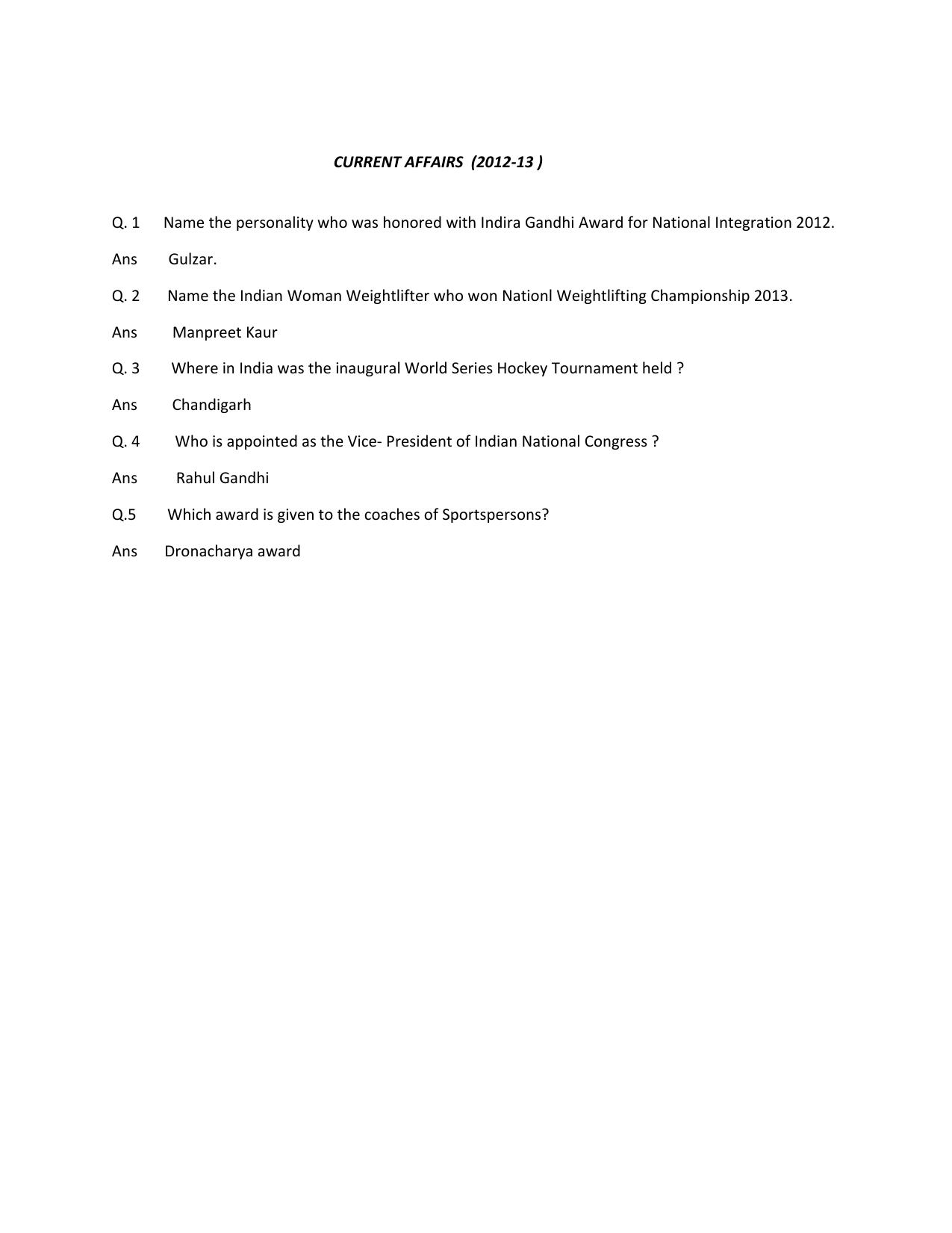 CBSE Worksheets for Class 6 General Knowledge Assignment 3 - Page 1