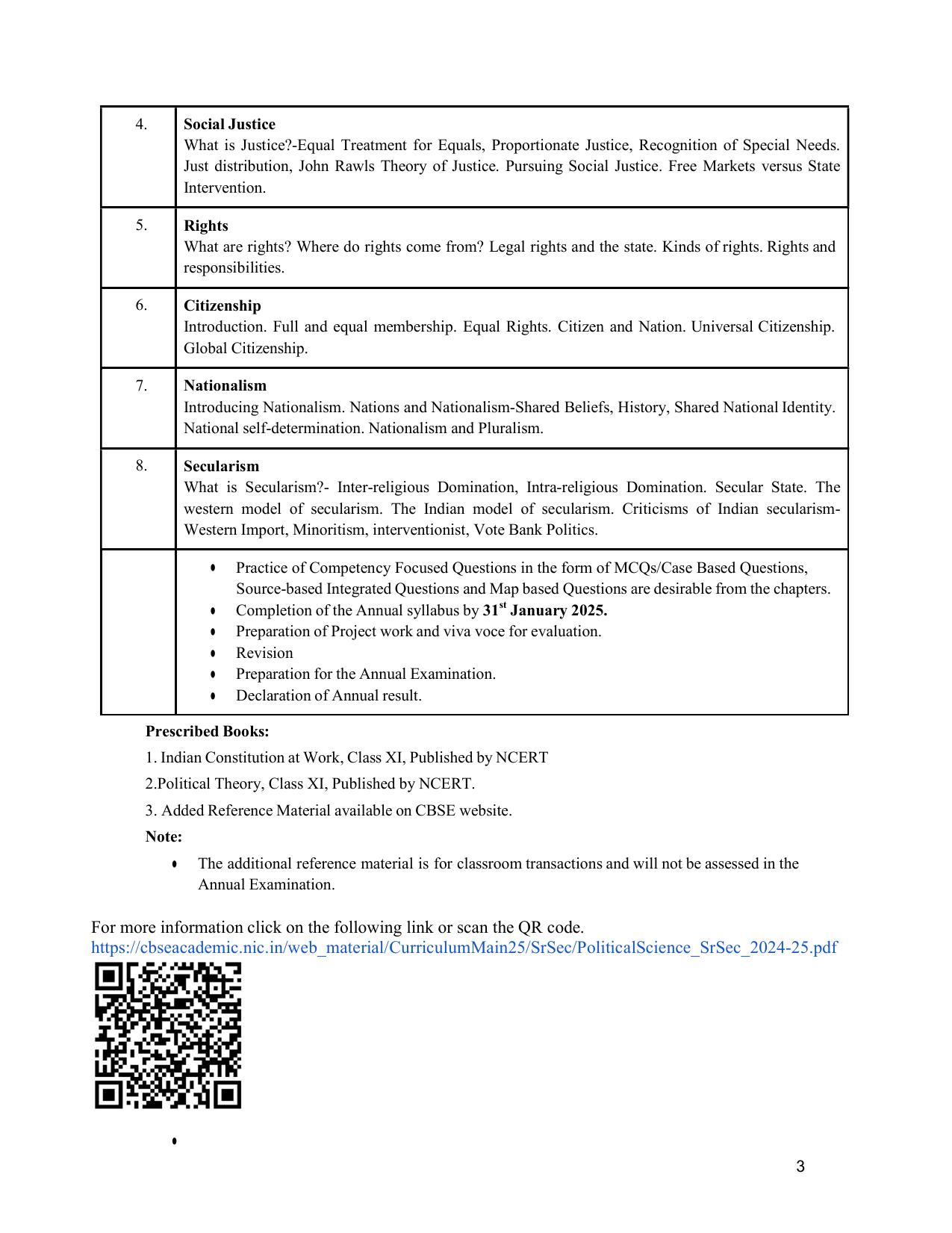 Edudel Class 11 Political Science (English Medium) Syllabus 2025 - Page 3
