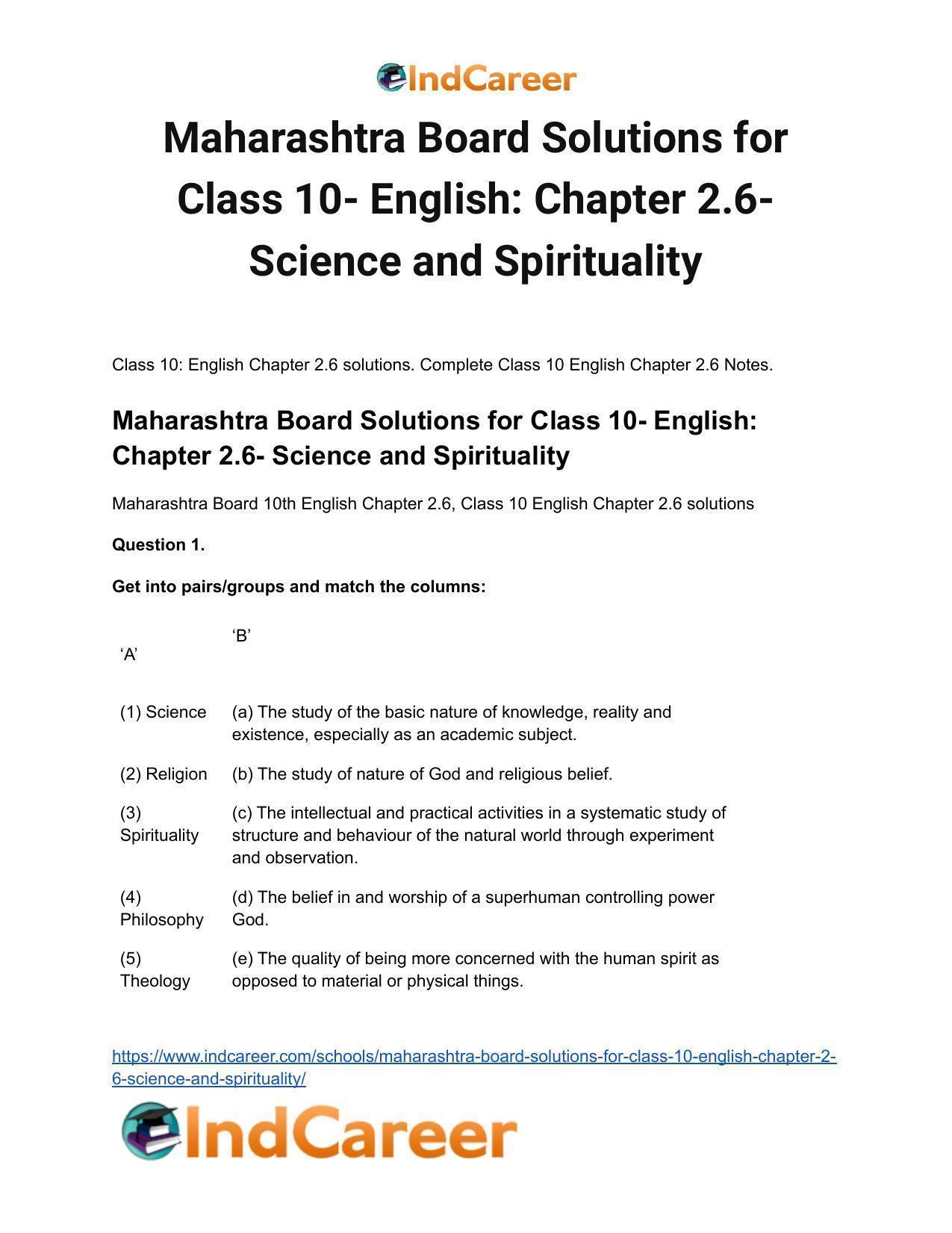 Maharashtra Board Solutions for Class 10- English: Chapter 2.6- Science and Spirituality - Page 2