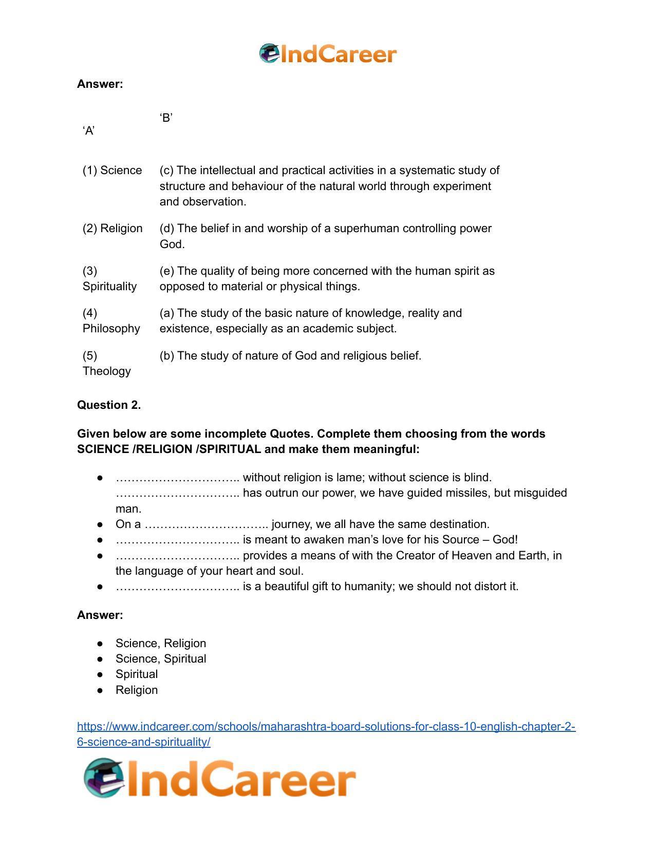 Maharashtra Board Solutions for Class 10- English: Chapter 2.6- Science and Spirituality - Page 3