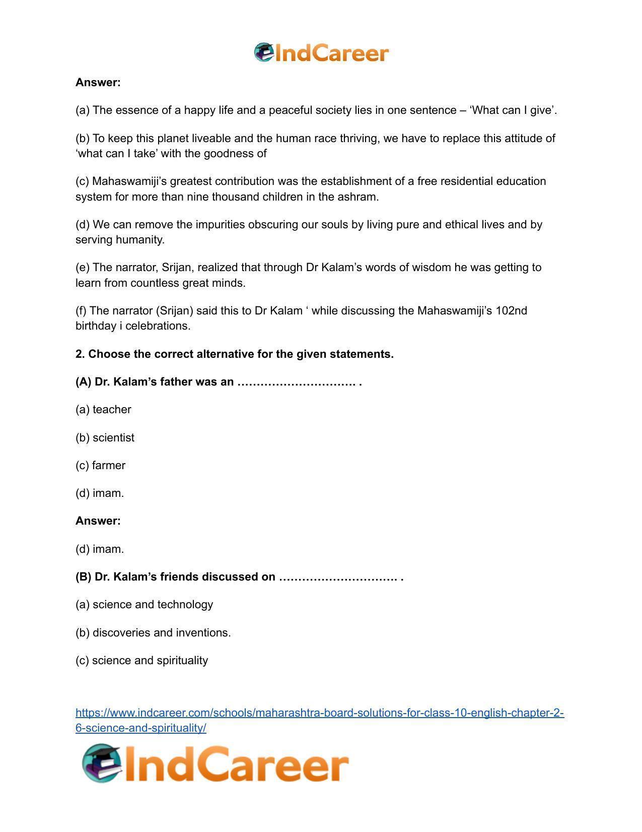 Maharashtra Board Solutions for Class 10- English: Chapter 2.6- Science and Spirituality - Page 8
