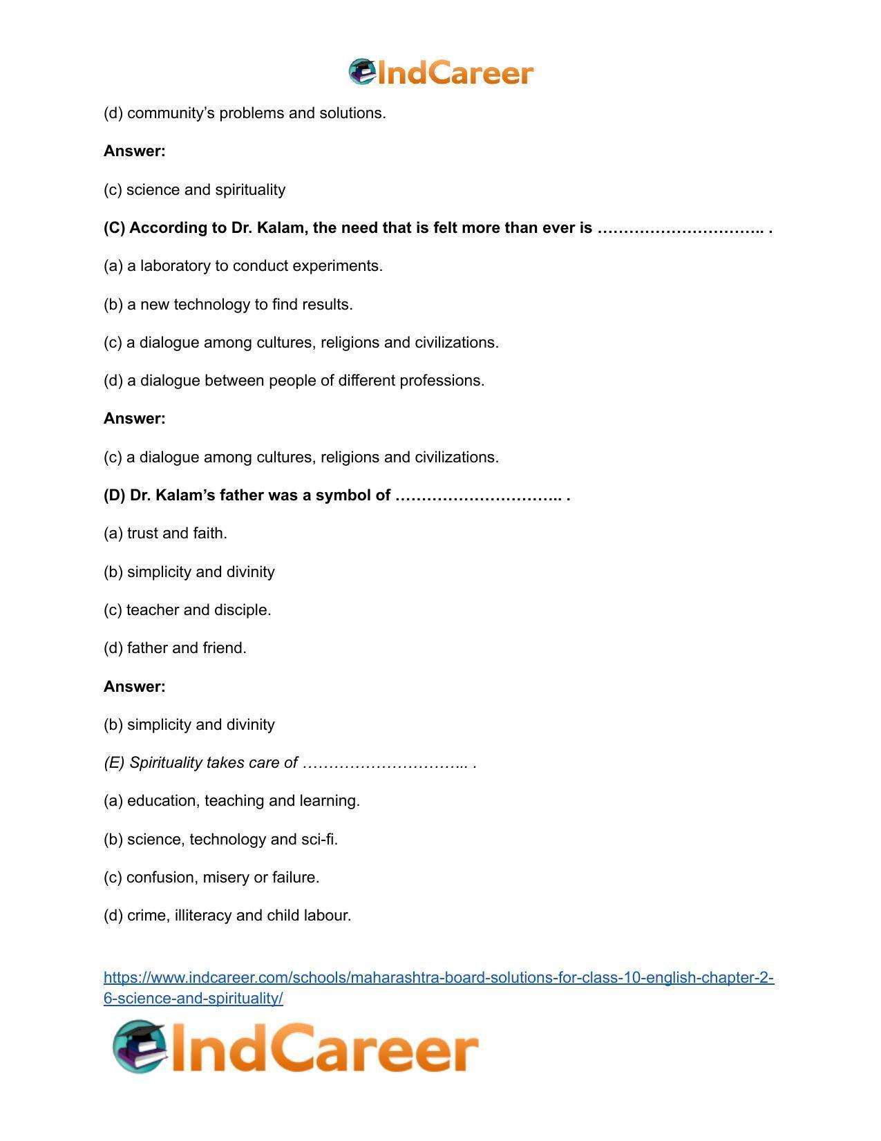 Maharashtra Board Solutions for Class 10- English: Chapter 2.6- Science and Spirituality - Page 9