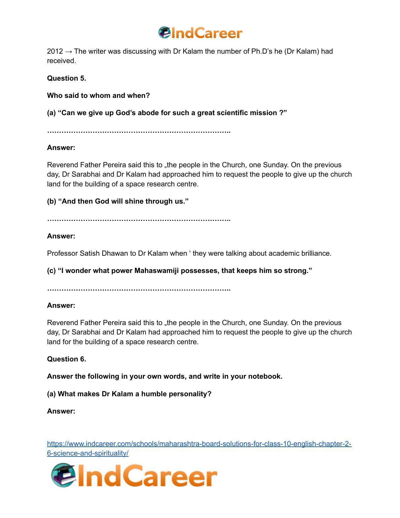 Maharashtra Board Solutions for Class 10- English: Chapter 2.6- Science and Spirituality - Page 12
