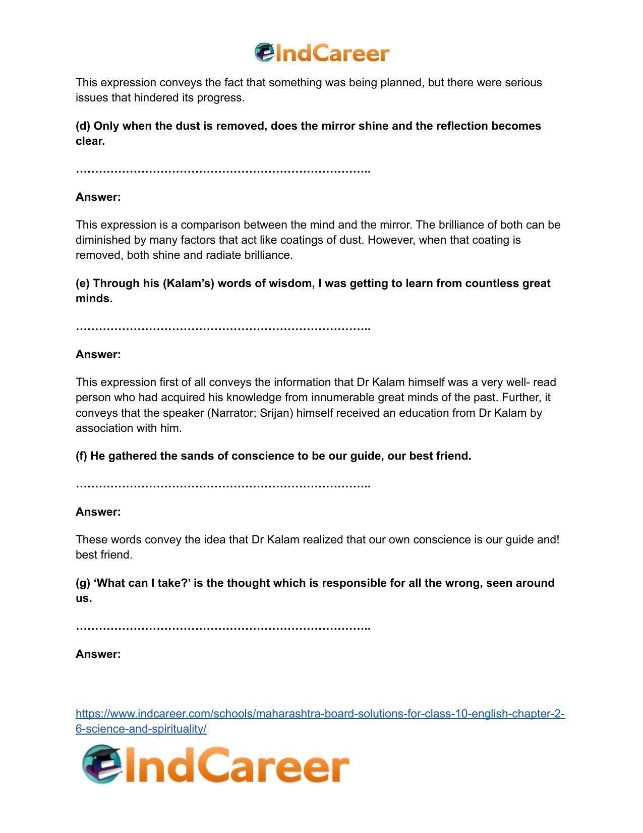 Maharashtra Board Solutions for Class 10- English: Chapter 2.6- Science and Spirituality - Page 15
