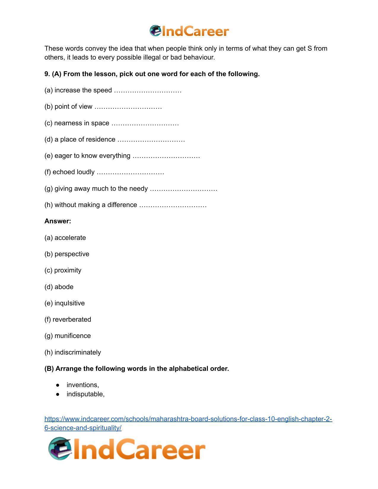 Maharashtra Board Solutions for Class 10- English: Chapter 2.6- Science and Spirituality - Page 16