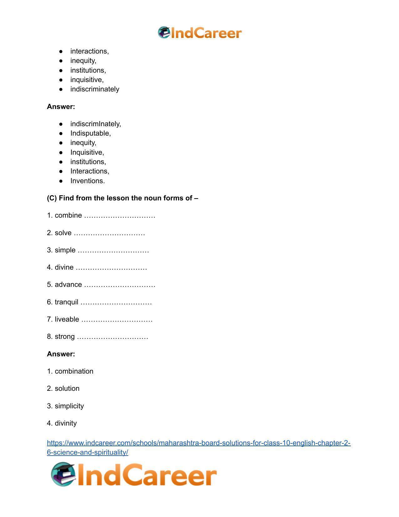 Maharashtra Board Solutions for Class 10- English: Chapter 2.6- Science and Spirituality - Page 17