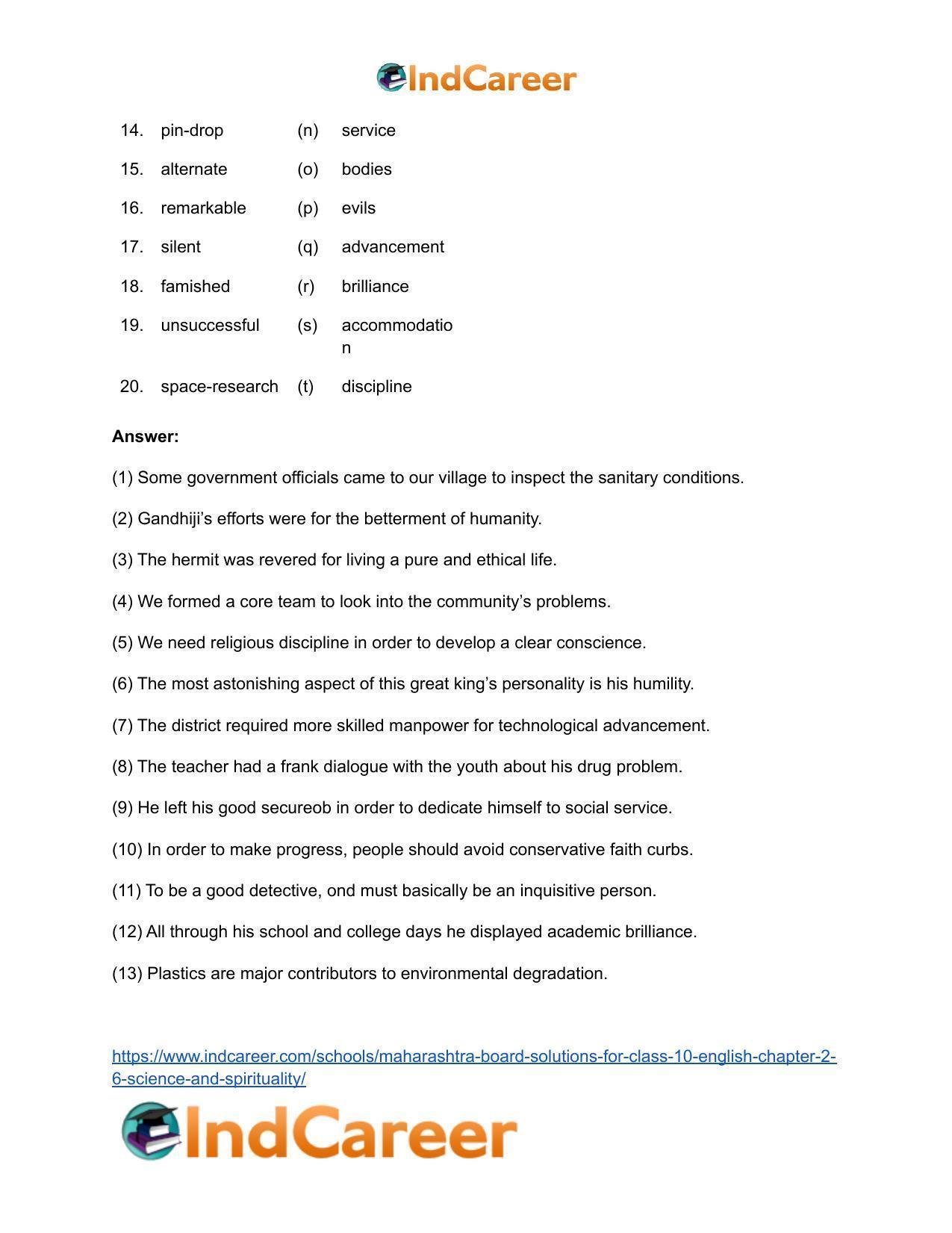 Maharashtra Board Solutions for Class 10- English: Chapter 2.6- Science and Spirituality - Page 19
