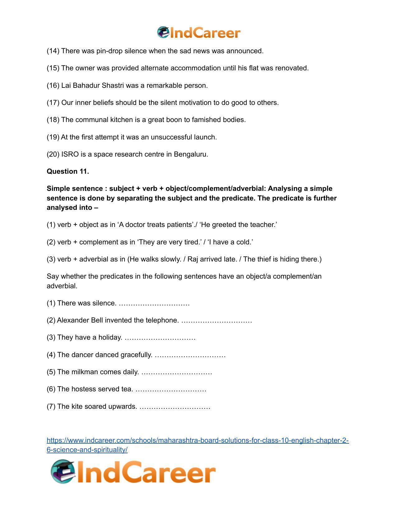 Maharashtra Board Solutions for Class 10- English: Chapter 2.6- Science and Spirituality - Page 20