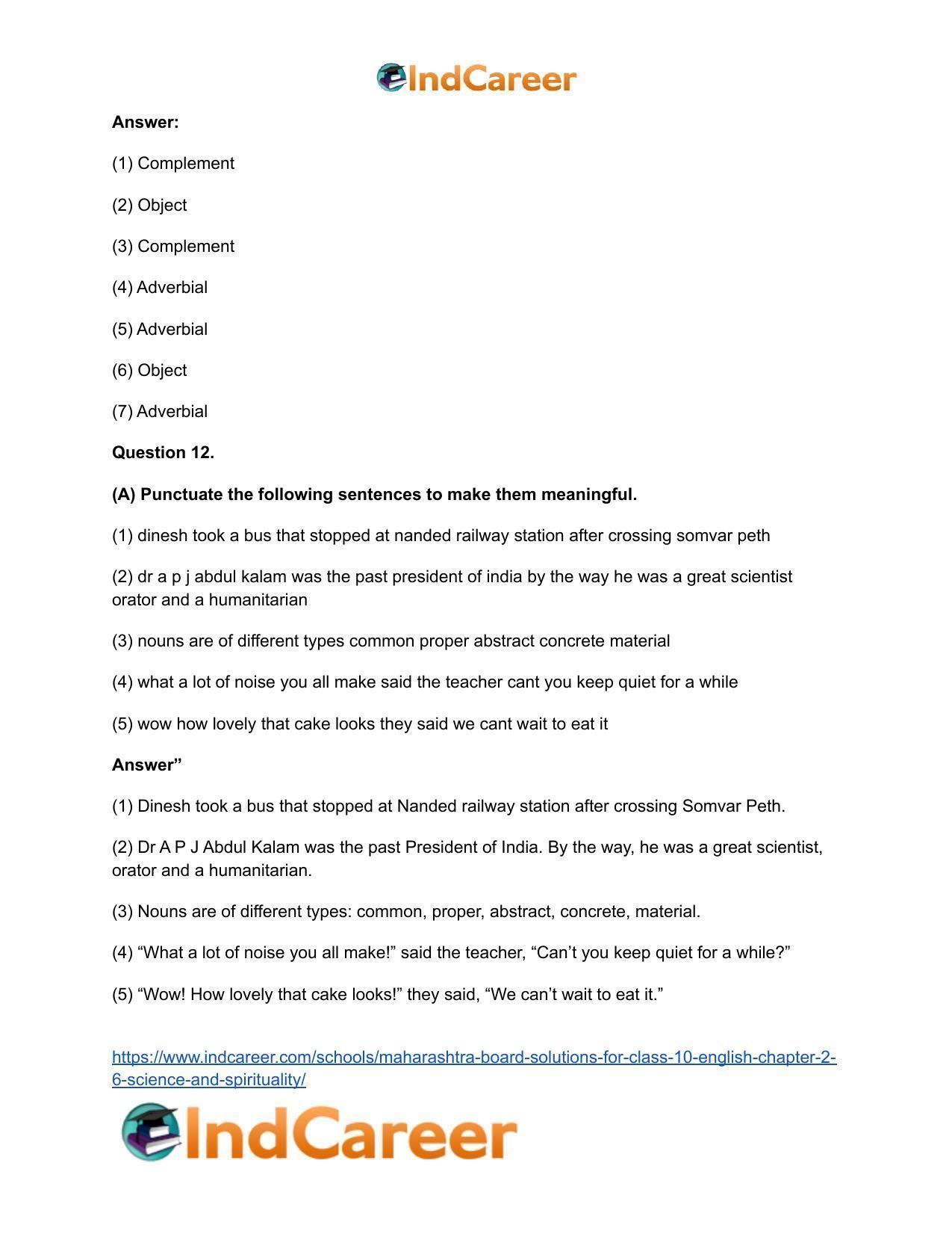 Maharashtra Board Solutions for Class 10- English: Chapter 2.6- Science and Spirituality - Page 21