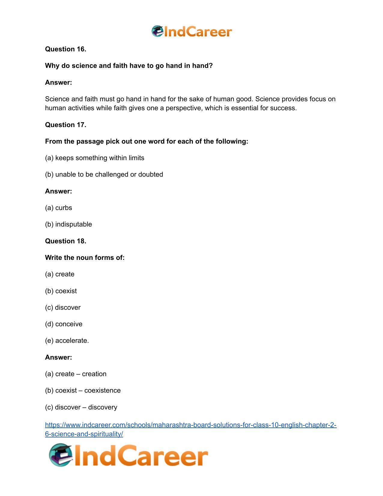 Maharashtra Board Solutions for Class 10- English: Chapter 2.6- Science and Spirituality - Page 25
