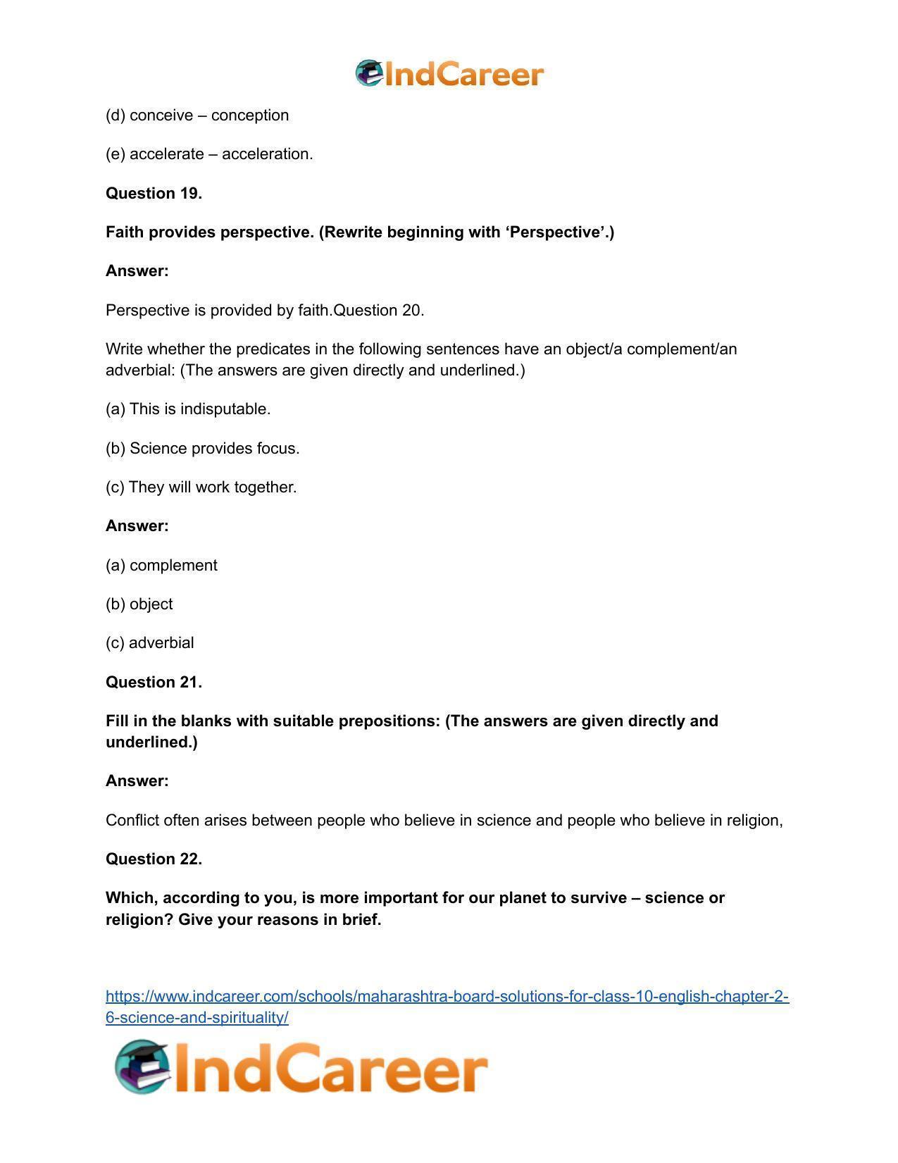 Maharashtra Board Solutions for Class 10- English: Chapter 2.6- Science and Spirituality - Page 26