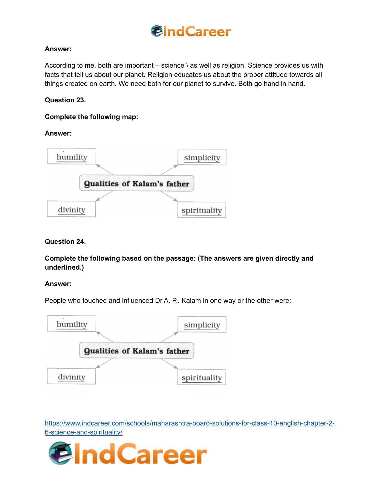 Maharashtra Board Solutions for Class 10- English: Chapter 2.6- Science and Spirituality - Page 27