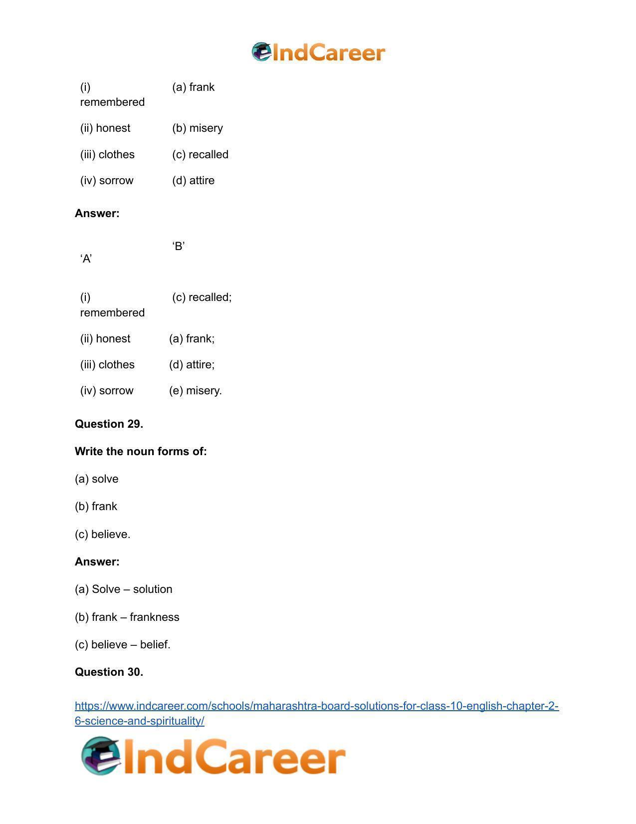 Maharashtra Board Solutions for Class 10- English: Chapter 2.6- Science and Spirituality - Page 29