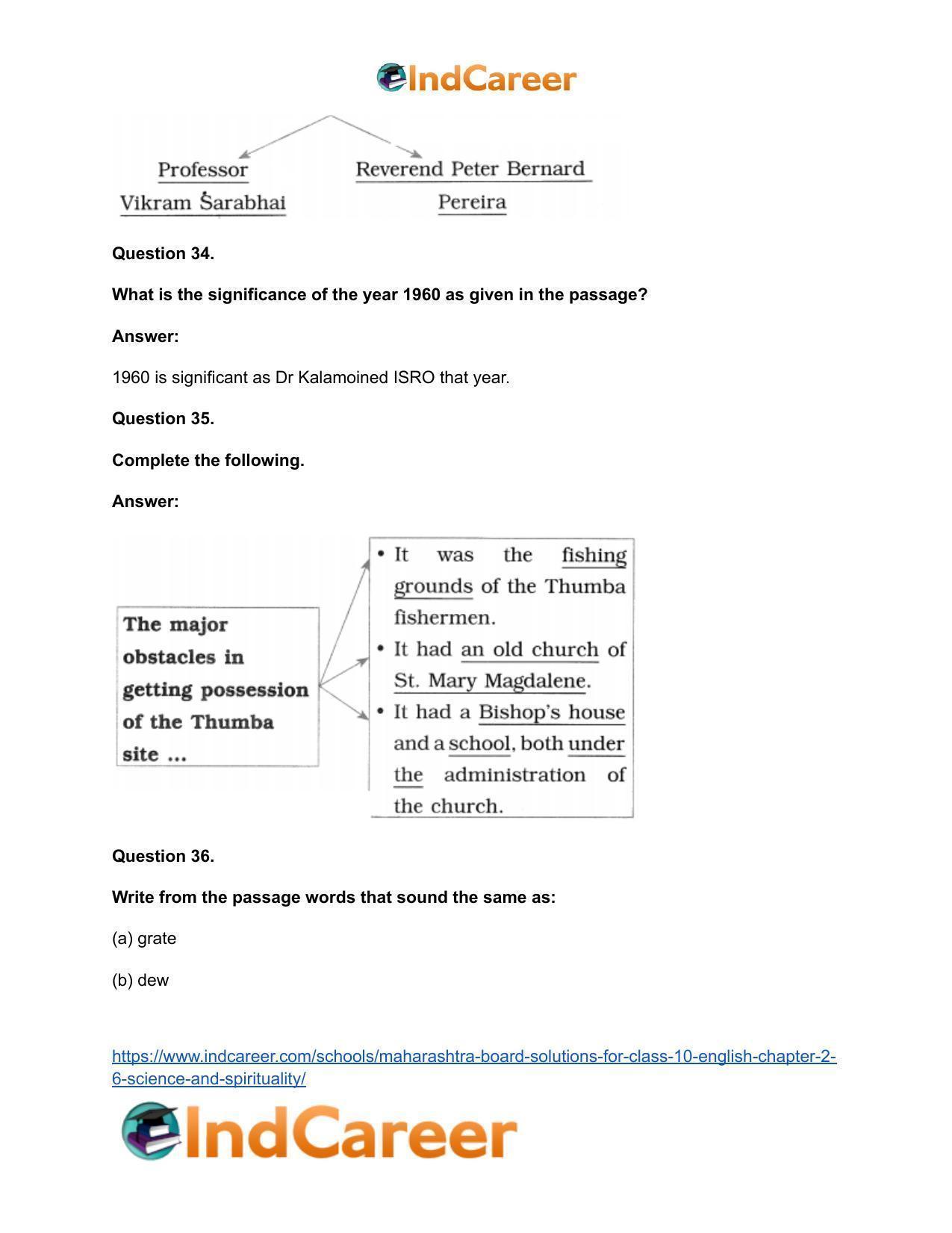 Maharashtra Board Solutions for Class 10- English: Chapter 2.6- Science and Spirituality - Page 31