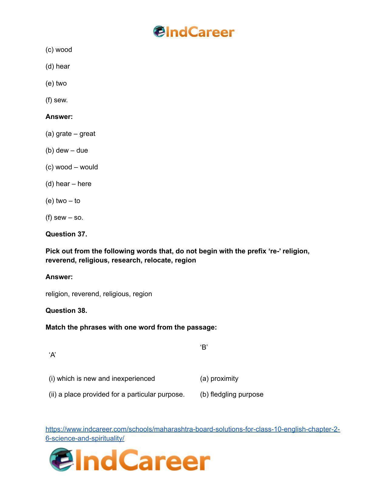 Maharashtra Board Solutions for Class 10- English: Chapter 2.6- Science and Spirituality - Page 32