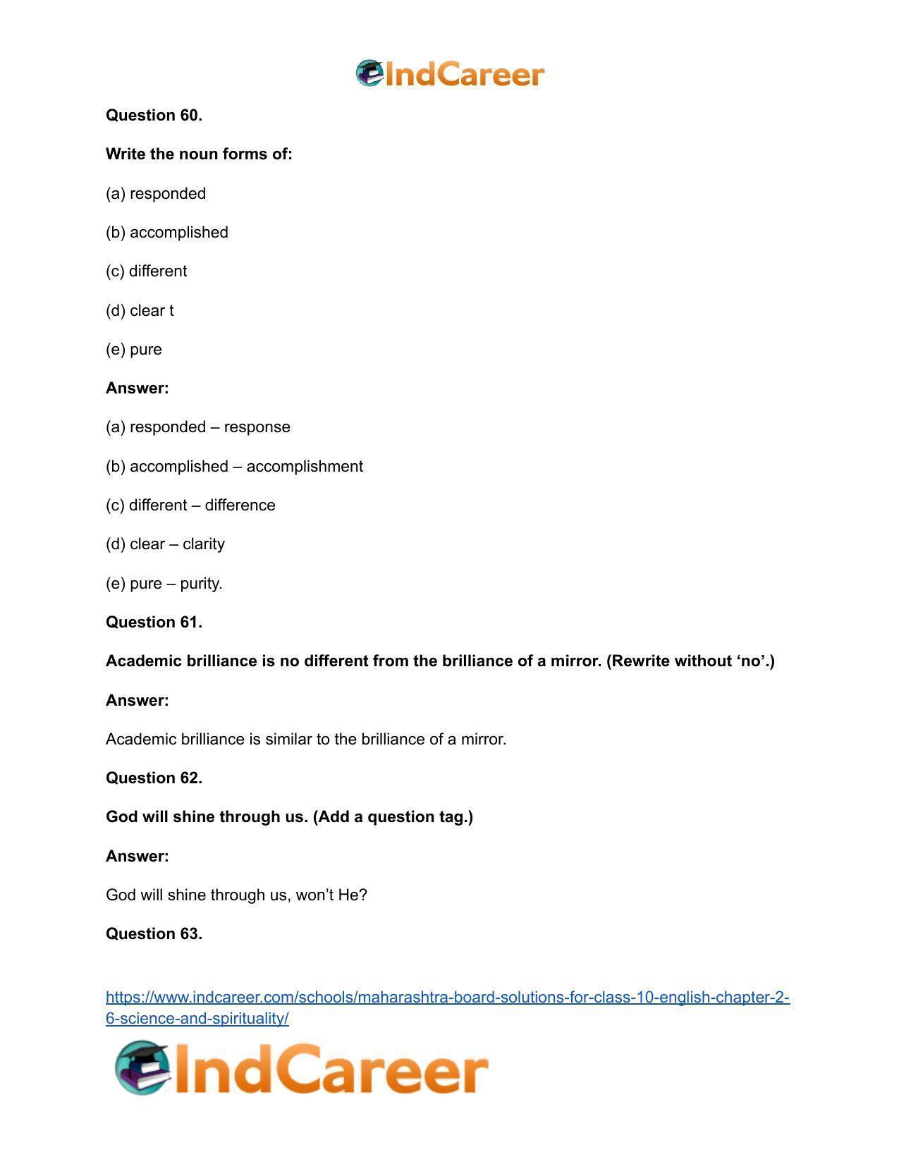 Maharashtra Board Solutions for Class 10- English: Chapter 2.6- Science and Spirituality - Page 40