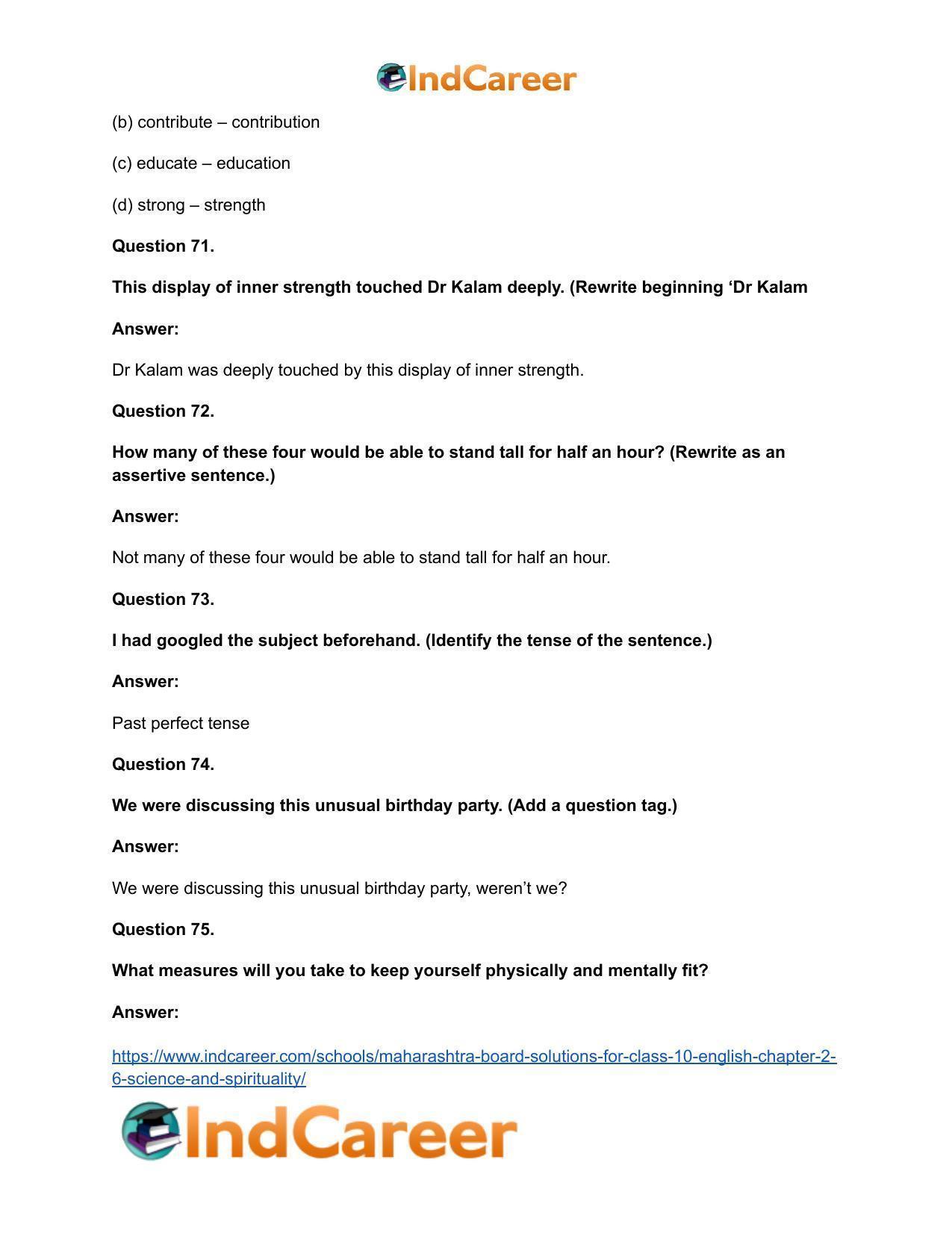 Maharashtra Board Solutions for Class 10- English: Chapter 2.6- Science and Spirituality - Page 44