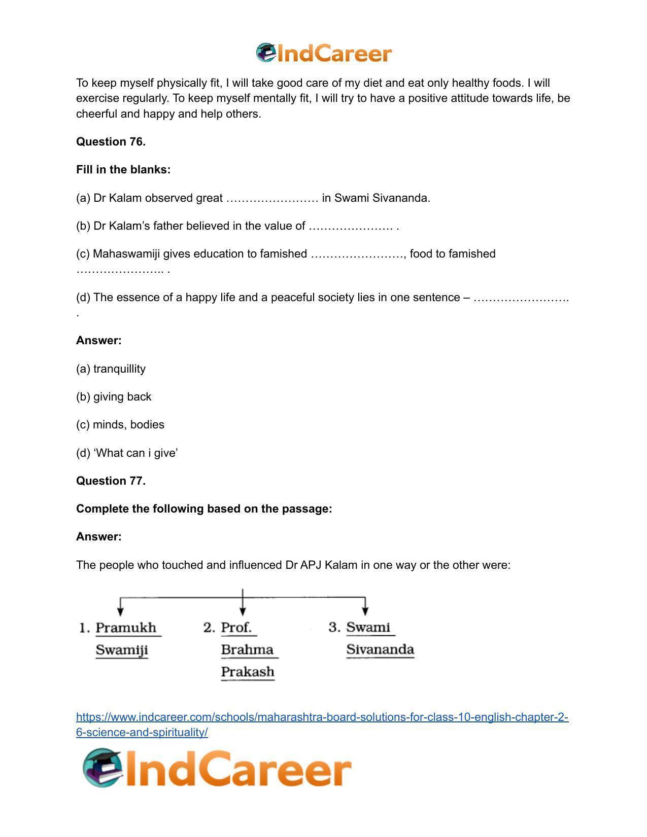 Maharashtra Board Solutions for Class 10- English: Chapter 2.6- Science and Spirituality - Page 45