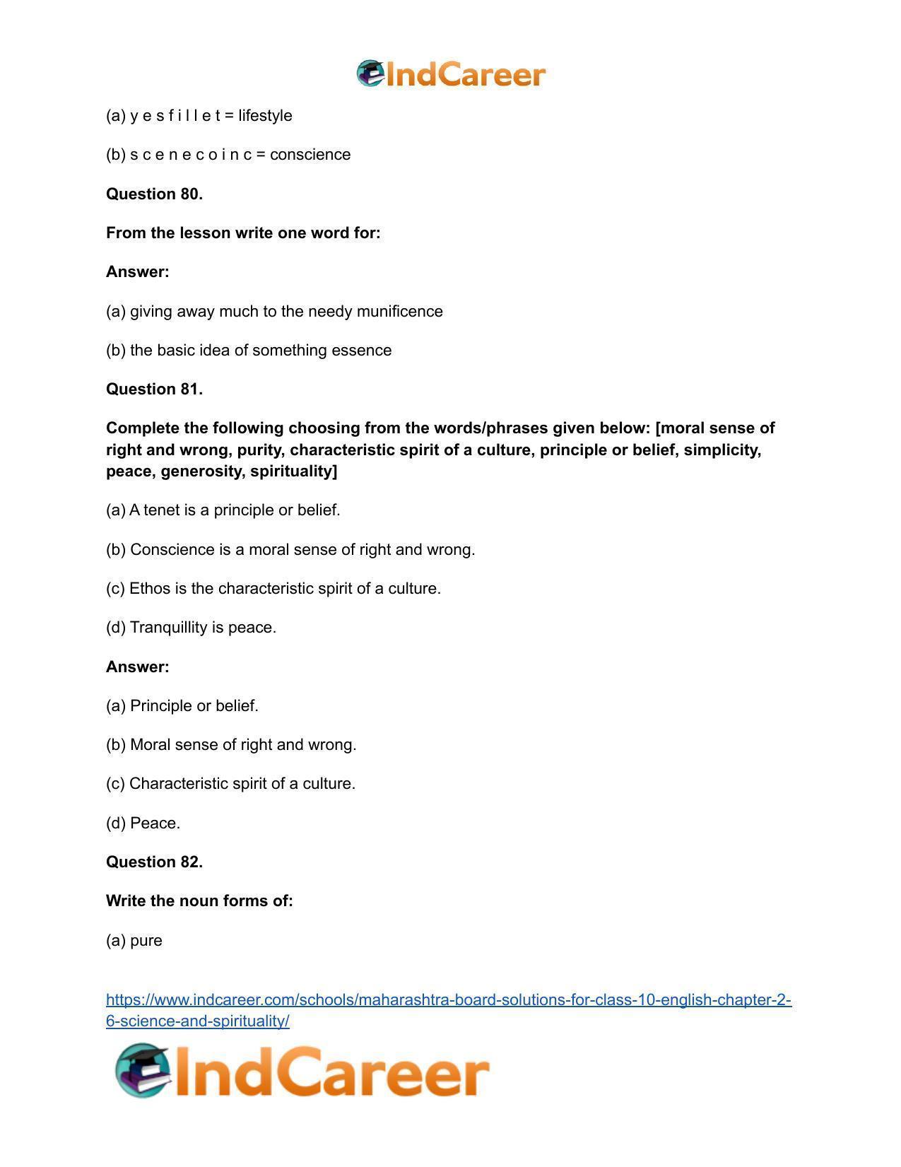 Maharashtra Board Solutions for Class 10- English: Chapter 2.6- Science and Spirituality - Page 47