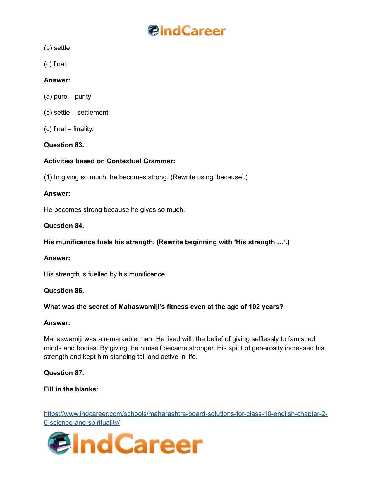 Maharashtra Board Solutions for Class 10- English: Chapter 2.6- Science and Spirituality - Page 48