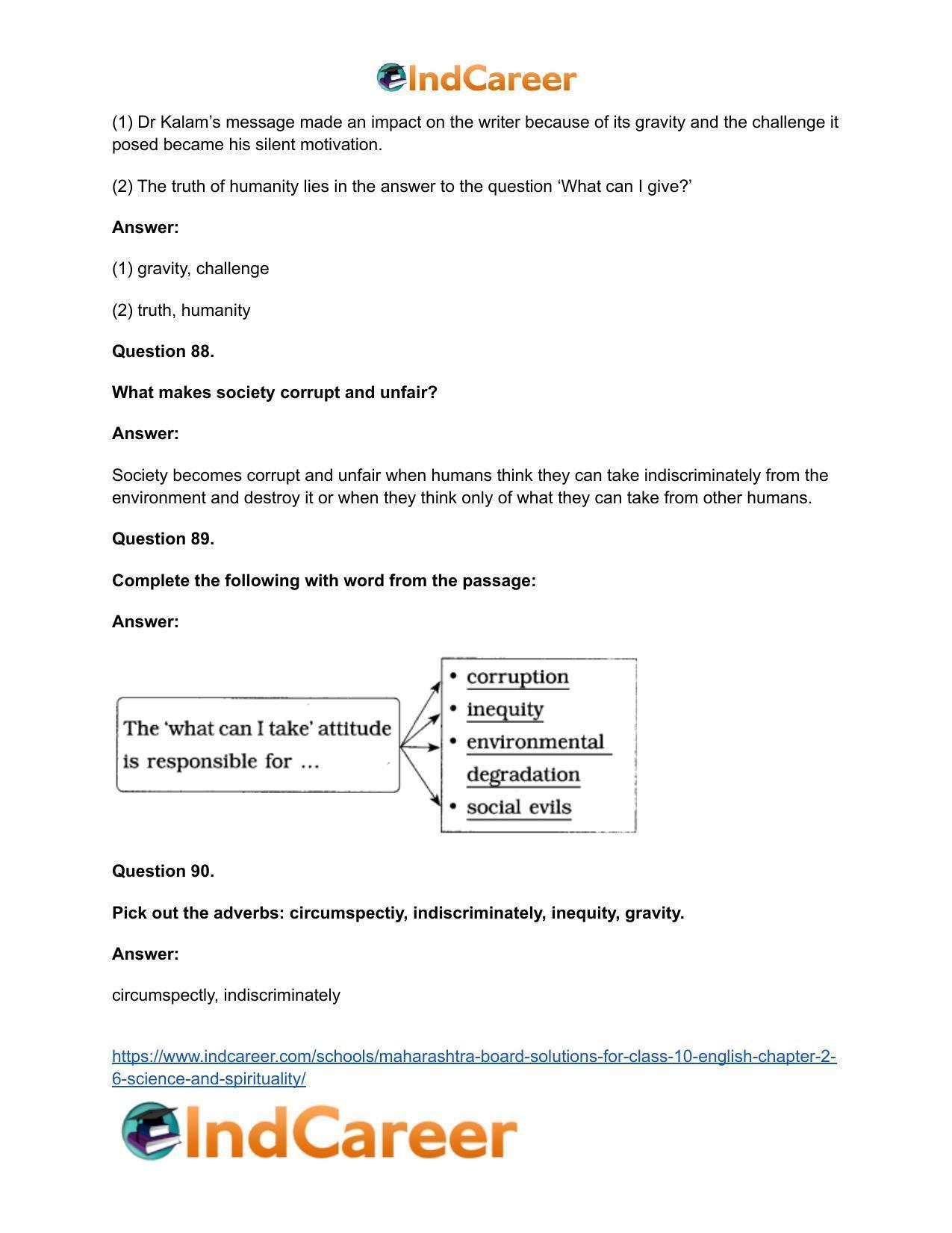 Maharashtra Board Solutions for Class 10- English: Chapter 2.6- Science and Spirituality - Page 49