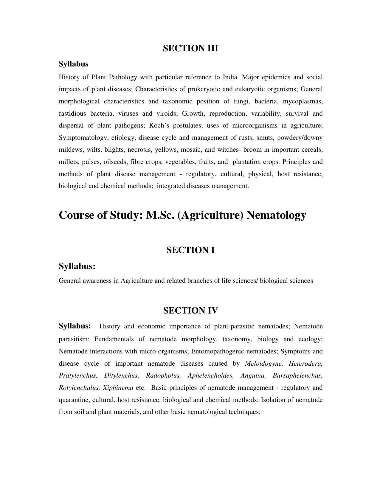 AMU Entrance Exam: AMU Entrance Exam: M.Sc. (Agriculture) Nematology /Entomology / Plant Pathology Syllabus - Page 2