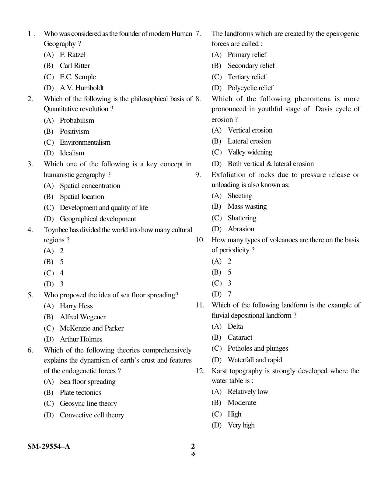 KUET 2023 M.Sc Geography Question Paper - Page 2