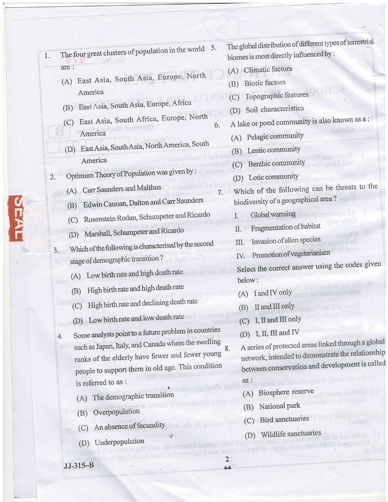 KUET 2023 M.Sc Geography Question Paper - Page 25