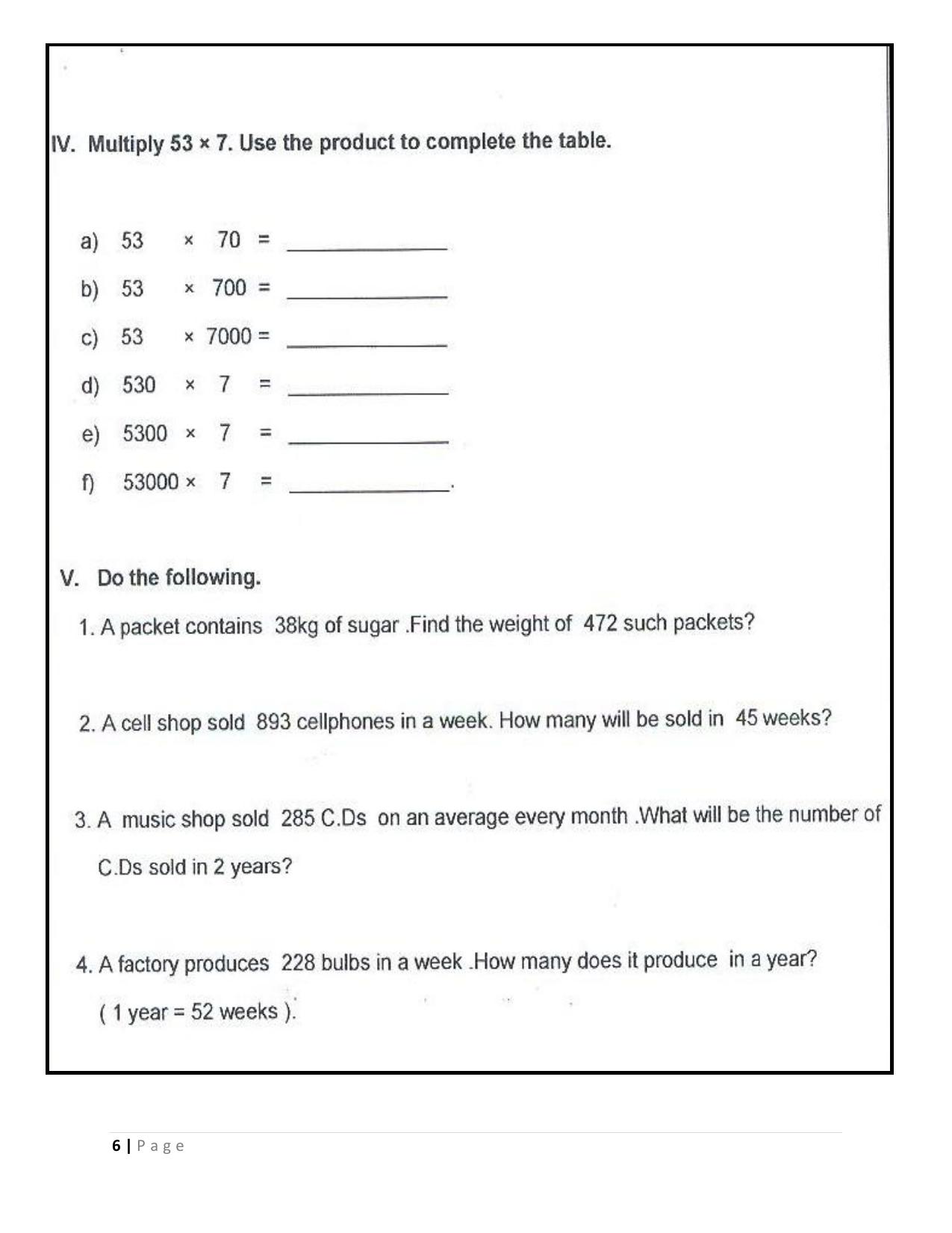 Worksheet for Class 4 Maths Assignment 61 Addition and Subtraction - Page 6