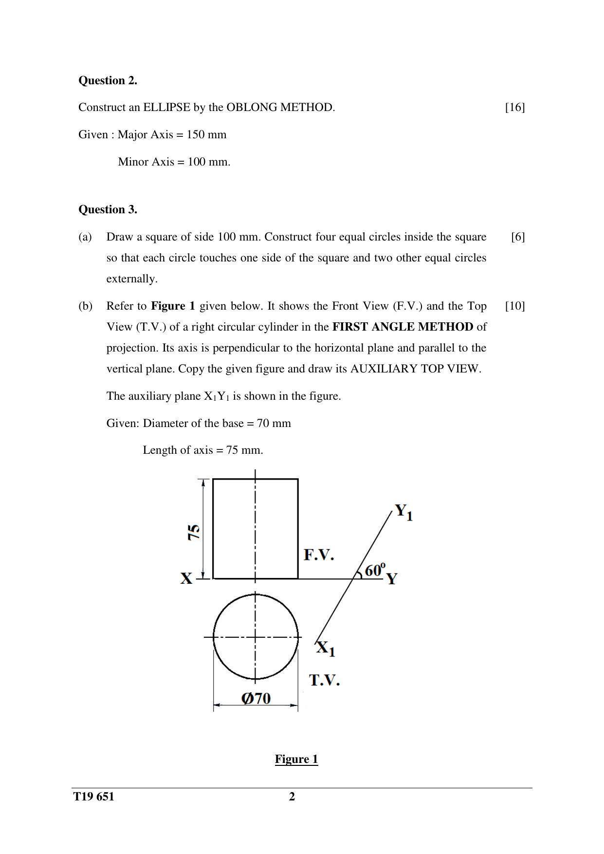 ICSE Class 10 Technical Drawing Applications 2019 Question Paper
