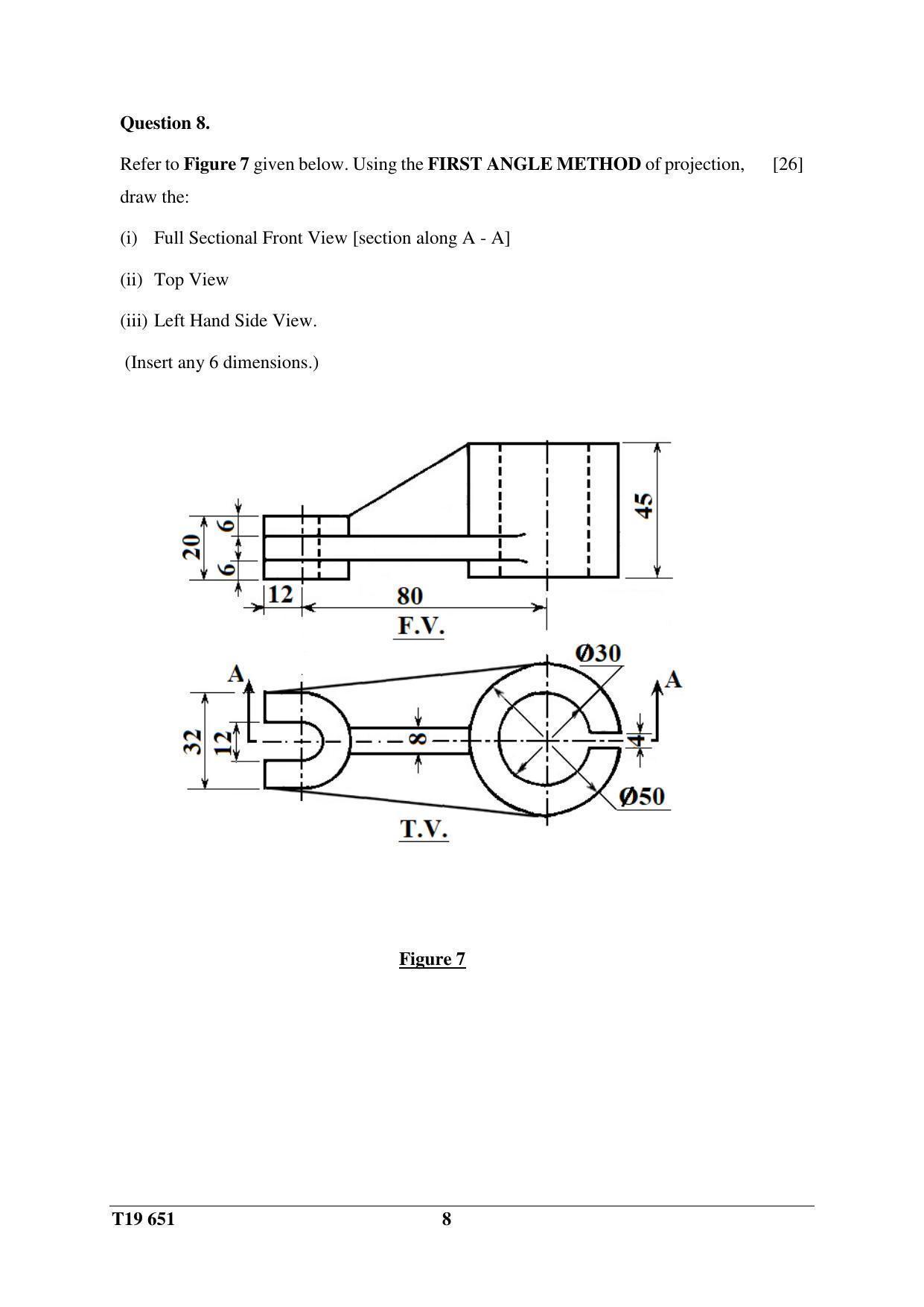 ICSE Class 10 Technical Drawing Applications 2019 Question Paper