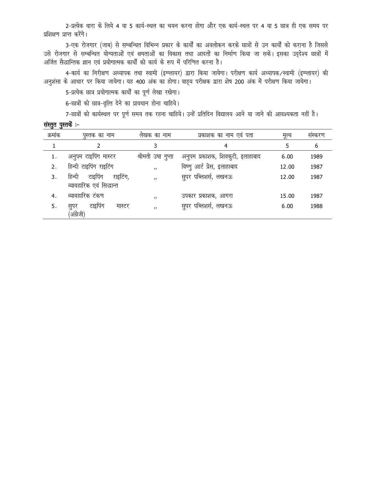 UP Board 11th Syllabus Trade 82 Typing Hindi & English - Page 5