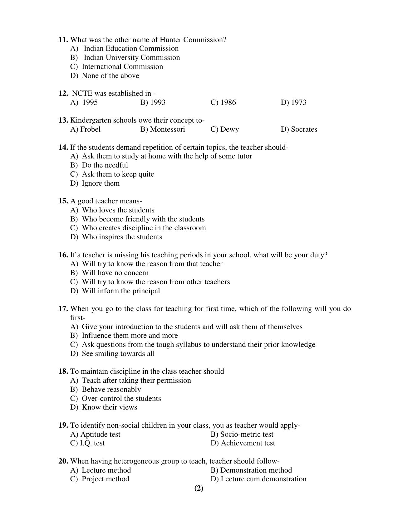Chandigarh B.Ed 2018 Question Paper - Set B - Page 2