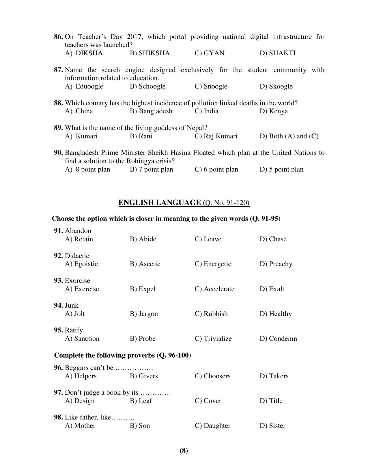 Chandigarh B.Ed 2018 Question Paper - Set B - Page 8