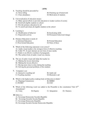 Chandigarh B.Ed 2018 Question Paper - Set B
