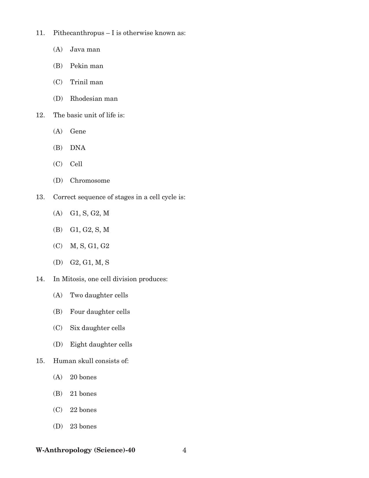 Odisha CPET 2022 ANTHROPOLOGY(SCIENCE) Question Paper - Page 4