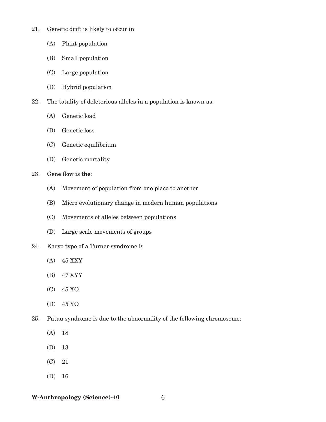 Odisha CPET 2022 ANTHROPOLOGY(SCIENCE) Question Paper - Page 6