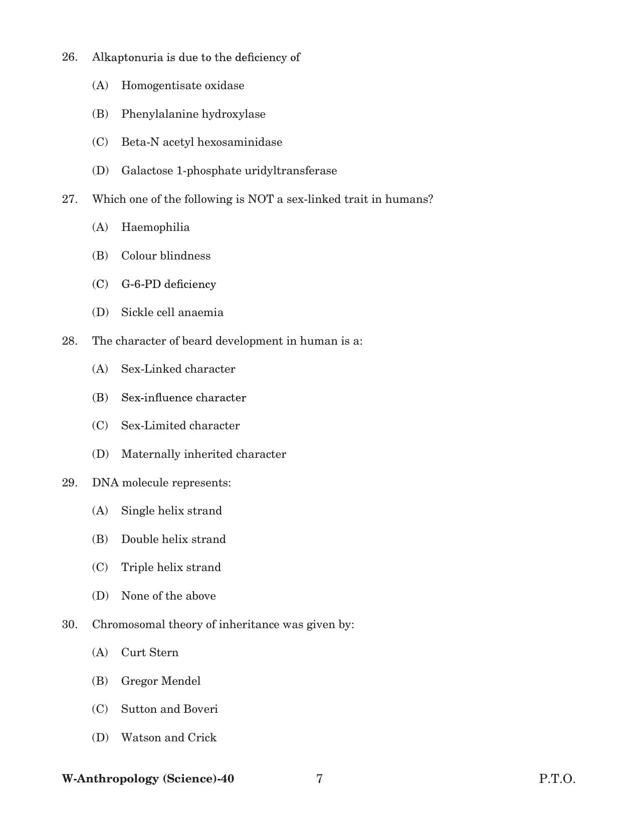 Odisha CPET 2022 ANTHROPOLOGY(SCIENCE) Question Paper - Page 7
